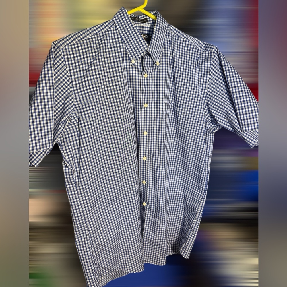 🛑LAST CHANCE🛑Kirkland Signature Navy and White Checkered Shirt BUY NOW